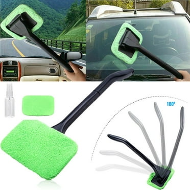 KICOFIT Car Window Cleaner for Men Women Car Windshield Cleaning Tool Set with Detachable Handle Pivoting Head Microfiber Cloths and Spray Bottle 